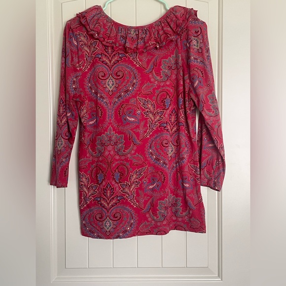 Lauren Jeans Co Ralph Lauren Red Ruffled 3/4 Sleeve Blouse - Picture 4 of 4